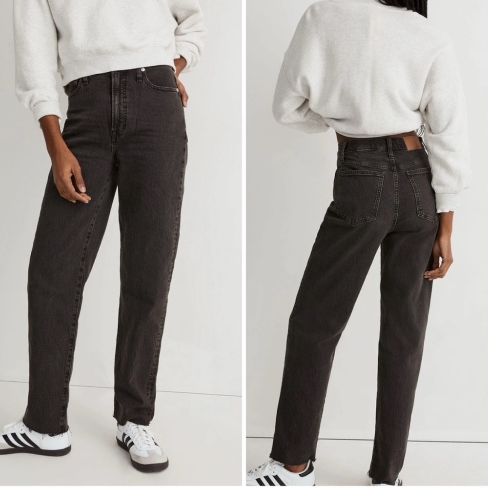 Madewell The Perfect Vintage Straight Leg Jeans Sz 24P Black Mid Rise